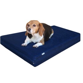 Dogbed4less Premium Memory Foam Dog Bed, Pressure-Relief Orthopedic | Waterproof Case, Washable Durable Denim Cover and Bonus 2nd External Cover, 7 Sizes, Blue