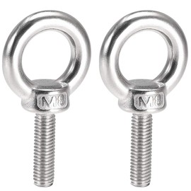 TA-VIGOR 2Pcs M8 x 25mm Lifting Long Eye Bolt, 304 Stainless Steel Wall Expansion Anchor Bolts, Masonry Concrete Screws Shoulder Eyebolt Lifting Ring for Hanging Hammock Article