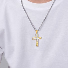 STARCHENIE Mens Cross Necklace,Stainless Steel Gold Cross Necklace for Men Boys,Pendant Jewelry for Men