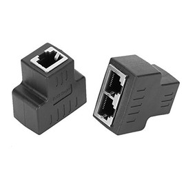 Adaptador Ethernet EBTOOLS, Interfaz Hembra RJ45, Extensor de Cable, Divisor para Cable de Internet 1 a 2 Puertos (Negro)