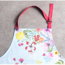 Maison d' Hermine Apron 27.50"x31.50" 100% Cotton 1 Piece Adjustable Neck Strap Cloth Apron with Center Pocket & Long Ties for Mother's Day Gifts, Women, Men, Chef, Jardin D'Ete - Mint - Spring/Summer