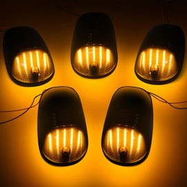 SHINEFIT LED Cab Clearance Lights Replacement for Ram 1500 2500 3500 2003-2018 / Ram 4500 5500 2011-2018, 5PCS Amber Smoked Top Cab Roof lights for Ram Trucks