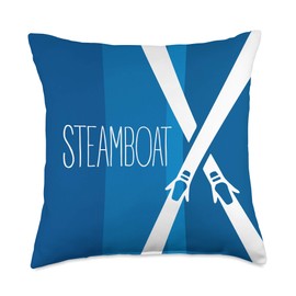 Steamboat Springs Colorado Ski Throw Pillow
