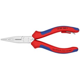 Knipex Electricians' Pliers chrome-plated, with multi-component grips, with integrated tether attachment point for a tool tether 160 mm 13 05 160 T