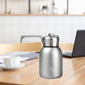 Portable Mini Thermos Flask, Vacuum Insulated Cup 280ml Leakproof Sports Water Bottle for Hot and Cold Drinks for Home Outdoor Travel (Silver)