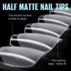 TOMICCA Coffin Shaped Short Nail Tips - 192PCS Half Matte