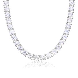KissYan Tennis Necklaces for Women Men, 14K Gold/Silver Plated Simulated Diamond Chain Round Cubic Zirconia Choker Dainty Jewelry Gift, S-4mm, Cubic Zirconia, Cubic Zirconia