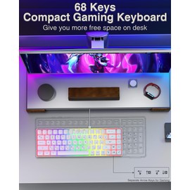 CORBOBO 60% Gaming Keyboard,Small Keyboard USB-C Wired,Compact Mini Teclado Gamer,68 Keys RGB Backlit Portable Membrane Keyboards for Business Trips,Office,PC Games (SK968,White)
