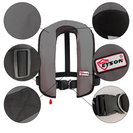 Manual Inflatable Life Jacket,Life Vest for Adult,Preserver PFD for Adults,Supports Weight up to 330 pounds (GREY-707)