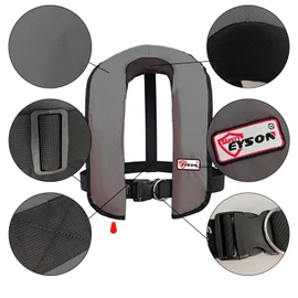 Manual Inflatable Life Jacket,Life Vest for Adult,Preserver PFD for Adults,Supports Weight up to 330 pounds (GREY-707)
