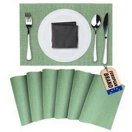 Pack of 6 Washable Placemats, Non-Slip Placemats for Dining Table and Kitchen (6, Bamboo Green)