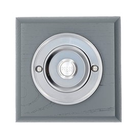 Modern Living Square Wireless Doorbell in Mahogany and Brushed Nickel - Nickel Press - No Chime