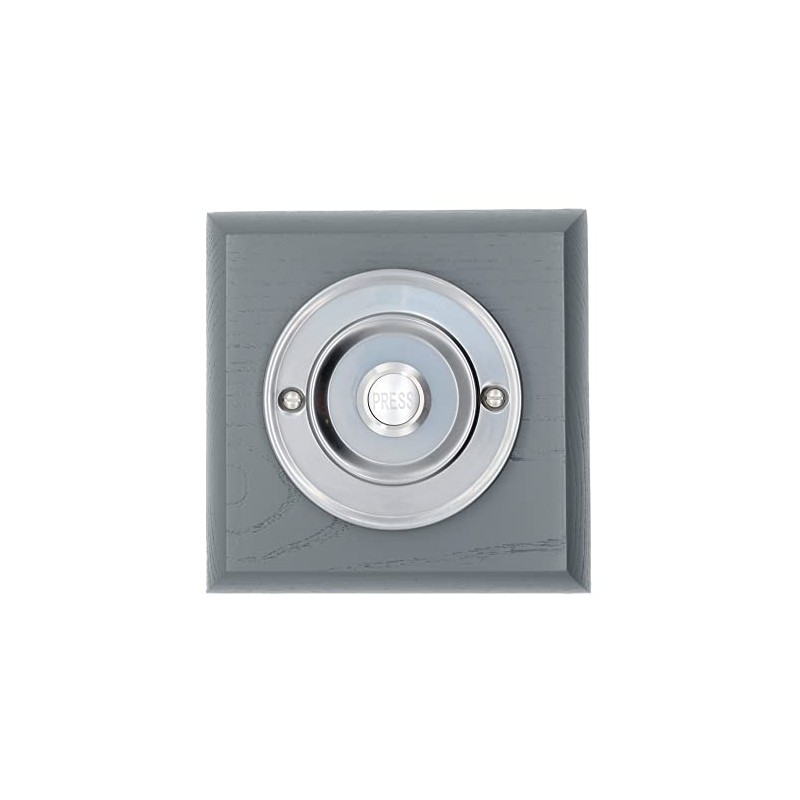 Modern Living Square Wireless Doorbell in Mahogany and Brushed Nickel