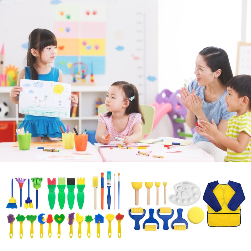 36Pcs Graffiti Tool Roller Sponge Brush Kit Stamps Antifouling Clothes