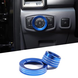 DIYUCAR For Ford Ranger 2015-2021 Car Headlight Switch Decoration Ring 4WD Drive Switch Button Trim Cover Interior Accessories (Blue)