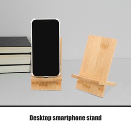VILLCASE 2 x Bamboo Phone Holder, Universal Tablet Stand, Desktop Smartphone Holder for Home Office (with Charging Hole) - Durable Phone Accessories