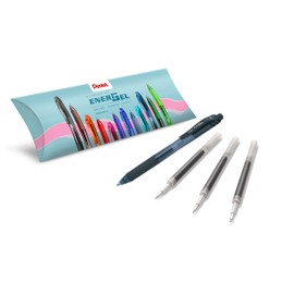 Pentel Energel X BL107 Retractable Gel Rollerball Pen Medium Tip 0.7mm Black 1 Pen + 3 LR7 Refills