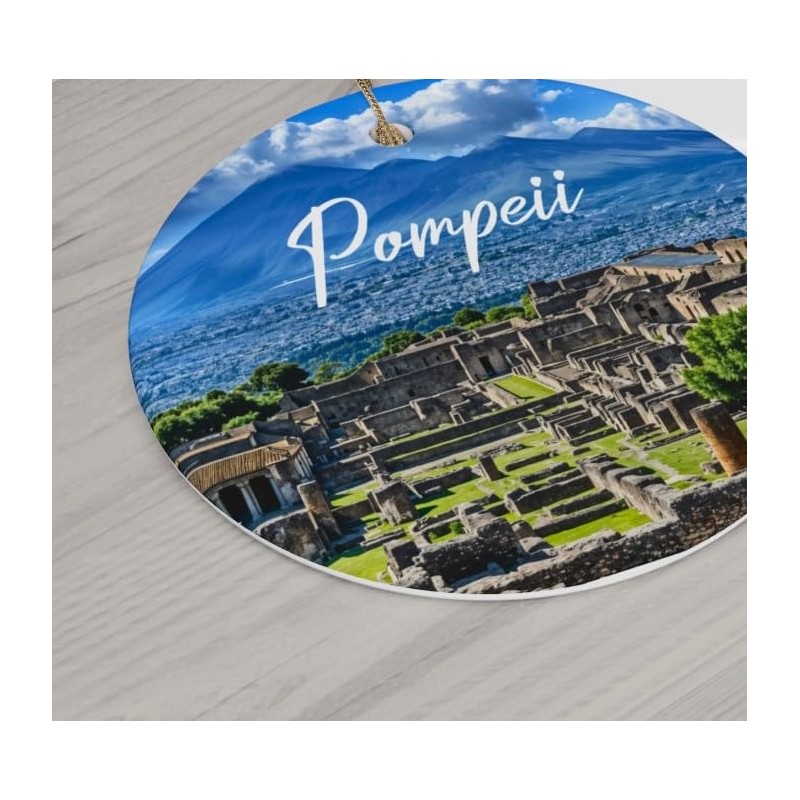 Pompeii Christmas Ornament – Double-Sided Ceramic Tree Decoration Featuring Mount