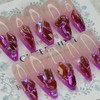 Glass bead purple gradient handmade nail tip - Oval M