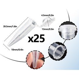 KAPSING Pack of 25 Sample Tubes, Reaction Vessels, Fabric Capsules, 1.5 ml Coke Tubes, Empty Centrifuge Tubes, Transparent Reaction Vessels, Fabric Capsules