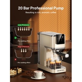 KEENSTAR 20Bar Espresso Machine with Rapid Cold Brew, Hot & Iced Coffee Machine, Espresso Maker with Milk Frother Steam Wand, Touch Screen with 40oz Water Tank for Latte, Cappuccino, Gift