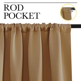 NICETOWN - Cortinas opacas para recámara, color café dorado, 1 par, 34 pulgadas de ancho x 63 pulgadas de largo, decoración del hogar, cortinas opacas con aislamiento térmico, para sala de estar