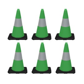 CJ Safety 18" Black Base Green PVC Traffic Safety Cones with 6' Reflective Collar (12 Cones)