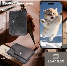 XGUO Keychain Coin Purse & Pouches, Leather & Felt Wallet for Women & Men, Compact and Lightweight, 2 Card Slots, Secure Zip Pocket, Large Capacity, Made for Airtag, Ideal for Gifting