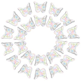 24 Pieces Mini Hair Claws Small Hair Clip Butterfly Mini Hair Clip Mini Hair Clip Butterfly Design Cute for Girls 0.79 x 0.59 inches (White Transparent)