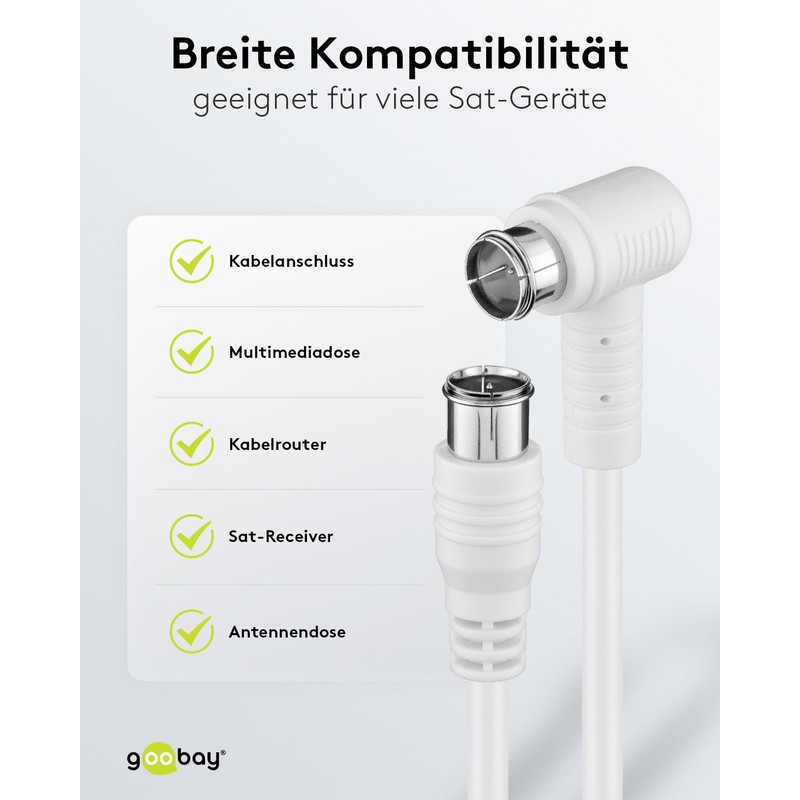 Goobay 67348 SAT Angled Connection Cable F-Quick 100 Percent Shielded