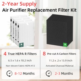 APPLIANCEMATES HPA200 Replacement Filters for Honeywell HPA200 HRF-ARVP200 Series Air Purifier HPA200, HPA201, HPA202, HPA204, HPA250, HPA5200, 4 HEPA R and 8 Carbon Pre-Cut Pre-Filters A
