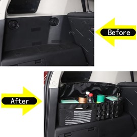 LLKUANG Trunk/Tail Box Organizer Tray Oxford Cloth Black Multifunction Storage Box for Toyota FJ Cruiser 2007-2021 Car Phone Tray-2 PCS(Left and Right - US Flag)