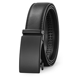 KUULIMEE Men's Ratchet Leather Belt for Men Suit Business Jeans, Width 35 mm, A-Black-07
