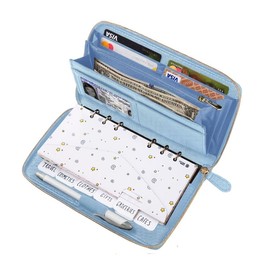 Cash Envelope Wallet Azure All in One Budget System with 12x Tabbed Cash Envelopes, 12x Monthly Budget Cards,1x Yearly budget planner sheet Complete Money Organizer Set for Cash