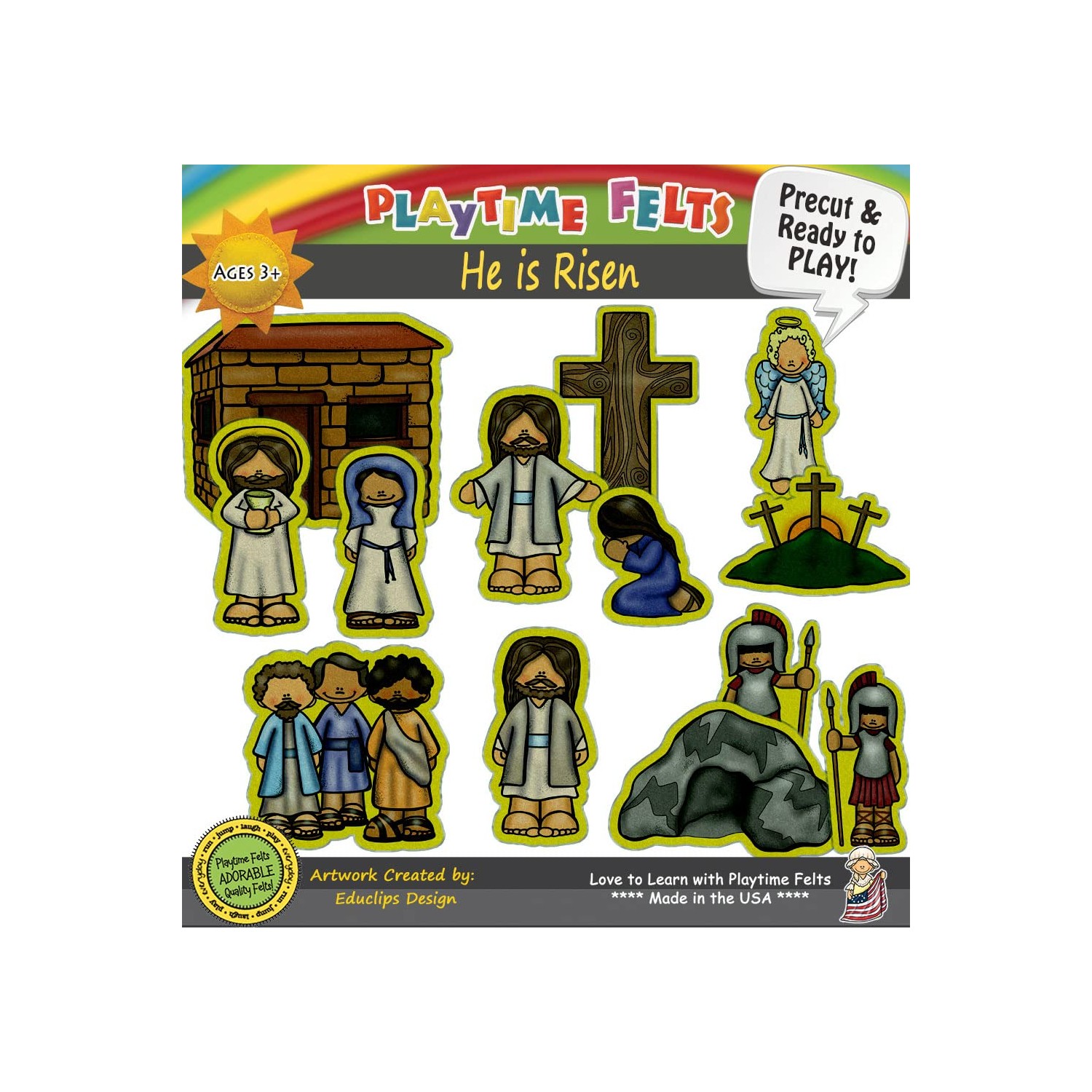 He is Risen Bible Felt Set | 13 PRECUT &amp; Ready to Play Colorful ...