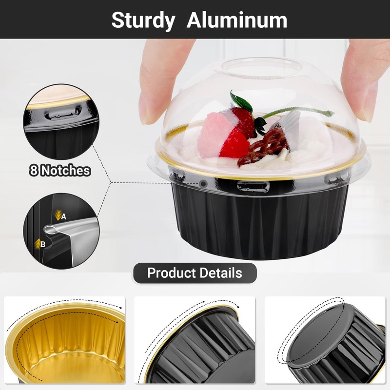 EUSOAR Creme Brulee Ramekins Disposable, 60pcs 5oz Foil Baking Cups