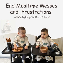 Transparent Stickers to Secure Suction Plates, Bowls & Toys – 6 Pack – Compatible with Stokke Tripp Trapp Tray, Stokke Clikk, Bugaboo Giraffe, Lalo and Others.