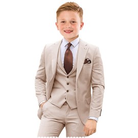 Boys Formal Suits Beige Teenager Suit for Boys Dress Clothes Wedding Outfit Tuxedo Teen Homecoming Set Size 16