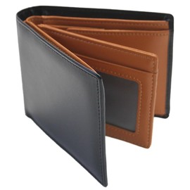SCIENSER Bi-Fold Genuine Leather Wallet, 18 Cards, Men's, Large Capacity, Box Shape, Coin Purse, Black