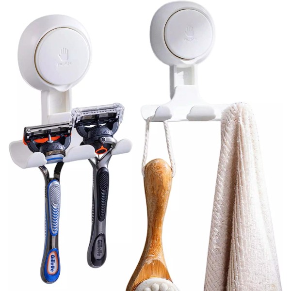 Shower Razor Holder Suction Cup 2 Pack, Vacuum Suction Razor