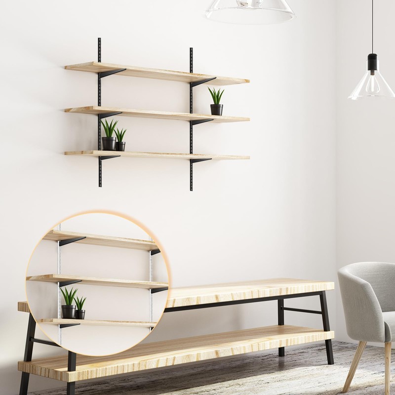 Yalikop 10 Pack Adjustable Shelf Brackets for Double Track System
