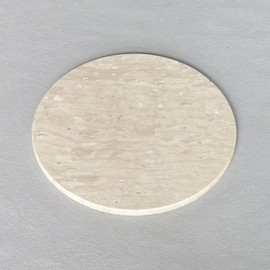 StonePlus Natural Round Marble Tray Matte Polishing Board Circular Plate Home Decor (Beige Travertine)
