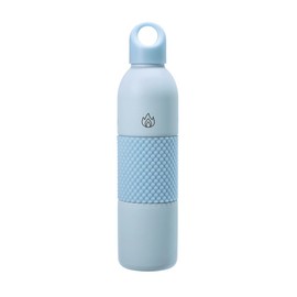 18 Oz Aqua Mesh Insulated Sports Water Bottle with Screw Top Lid, Leak Proof Stainless Steel Water Bottle with Handle, Spill Proof Thermos or Water Jug for Gym, Home or Office Chug-Light Blue