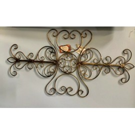 GLOBEDECOR 18x30" Metal Scrolled Wall Decor Medallion Iron Home Decor Antique Finish Grill