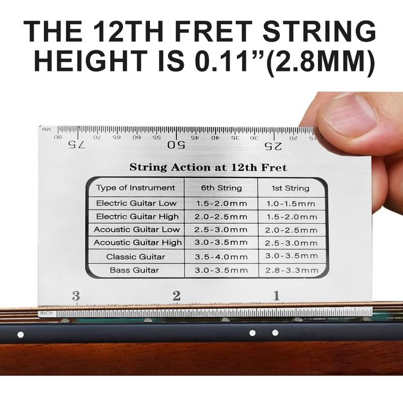 Guitar String Action Gauge Ruler Tool - 9 Understring Radius