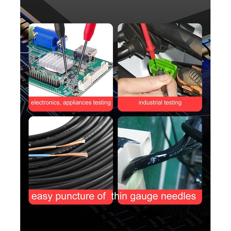 4 Pack 2mm Extended Needle Test Probes, 600V/10A Non-Destructive Multimeter