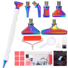papasgix Diamond Painting Pens Kits with Luminous Glitter Diamond Art Metal Drill Pen Tips Multi Replacement Pen Heads 5D Diamond Painting Accessories Tools for DIY Craft Crystal 18er Coloured White
