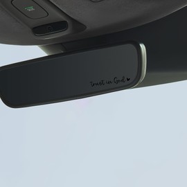 Tioollev 2 PCS Trust in God Rearview Mirror Decals, Automotive Vinyl Rear View Mirror Decorative Stickers, Waterproof Trust in God Stickers for Car Truck Laptop, Car Accessories (Heart-Black)