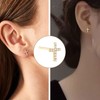 GlamRays 14K Gold Plated Small Cross Stud Earrings, Hypoallergenic Pave