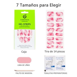 Cherimoya Pegatinas de Uñas, 14Pzs Tiras de Uñas de gel Semicuradas de Color con Luz UV/LED, Uña Pegatinas de Gel para Arte DIY con Lima de Uña, Almoh